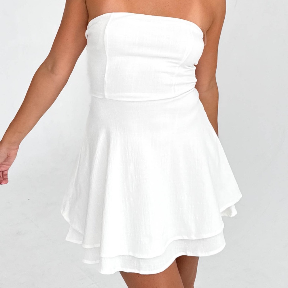 Brand New Grey Bandit White Strapless Dress